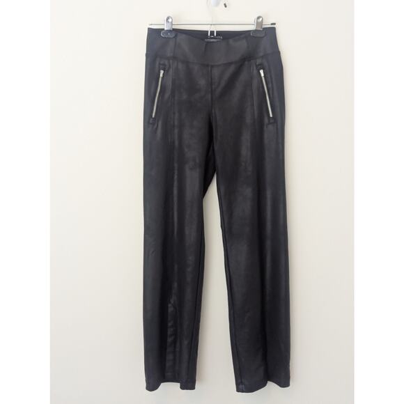 Athleta Delancey Gleam Faux Leather Straight Leg Pant Zip Pockets Split Hem Sz S - Picture 3 of 10